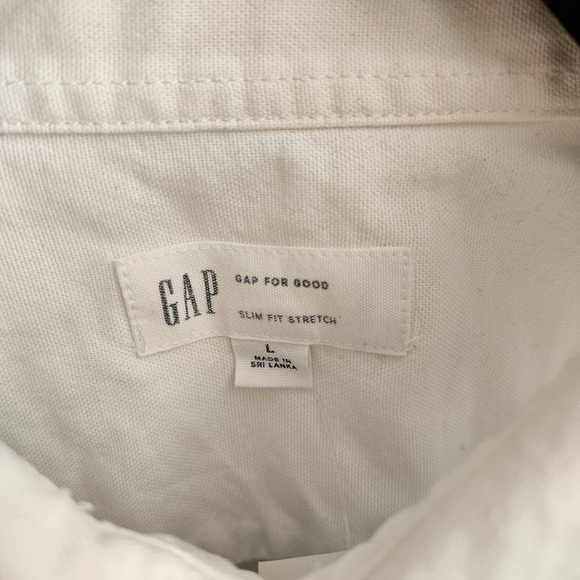 GAP Mens Classic Oxford White Slim Fit Long-sleeved Button-down Shirt sz Large - Picture 4 of 10